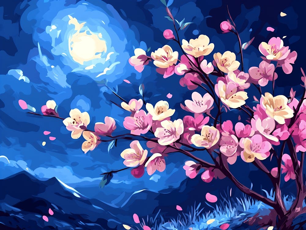 Cherry Blossoms At Night
