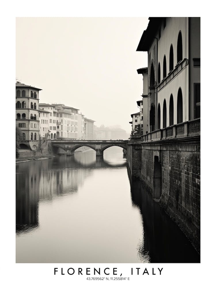 Poster Of Florence, Italy, Black And White Analogue Photograph 2