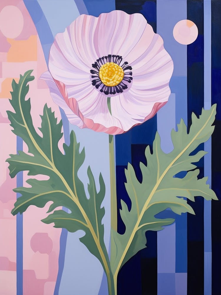 Scabiosa 1 Hilma Af Klint Inspired Pastel Flower Painting