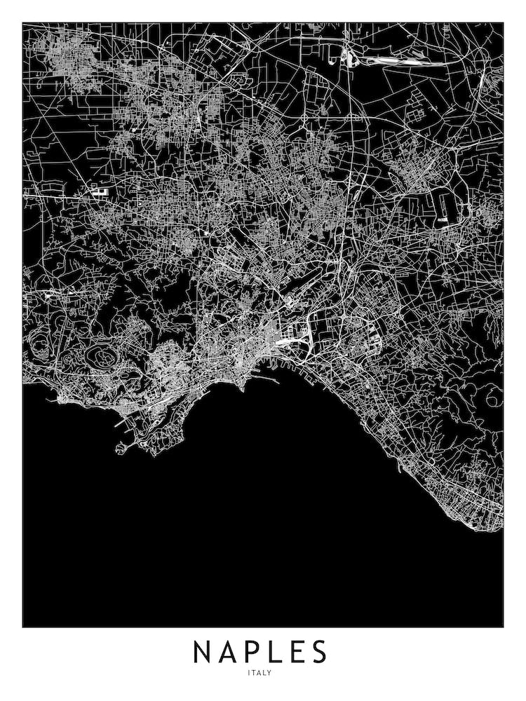 Naples Black And White Map