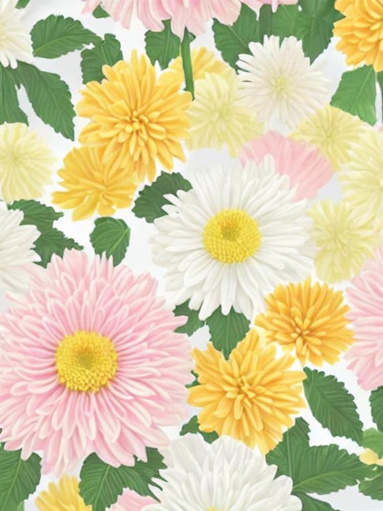Chrysanthemums Pastel Floral 4 Flower