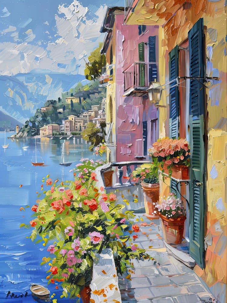 Balcony View Painting In Portofino 4