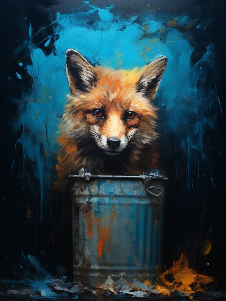 Scavenger Fox Blue Painting 7