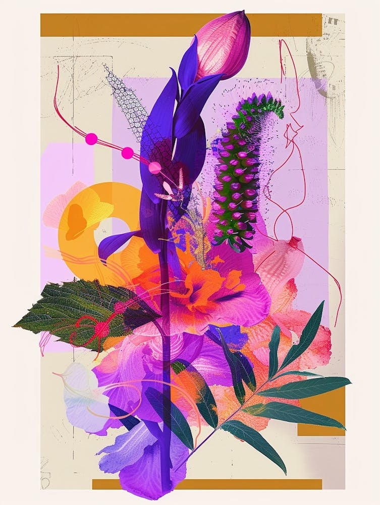 Aconitum 2 Neon Flower Collage