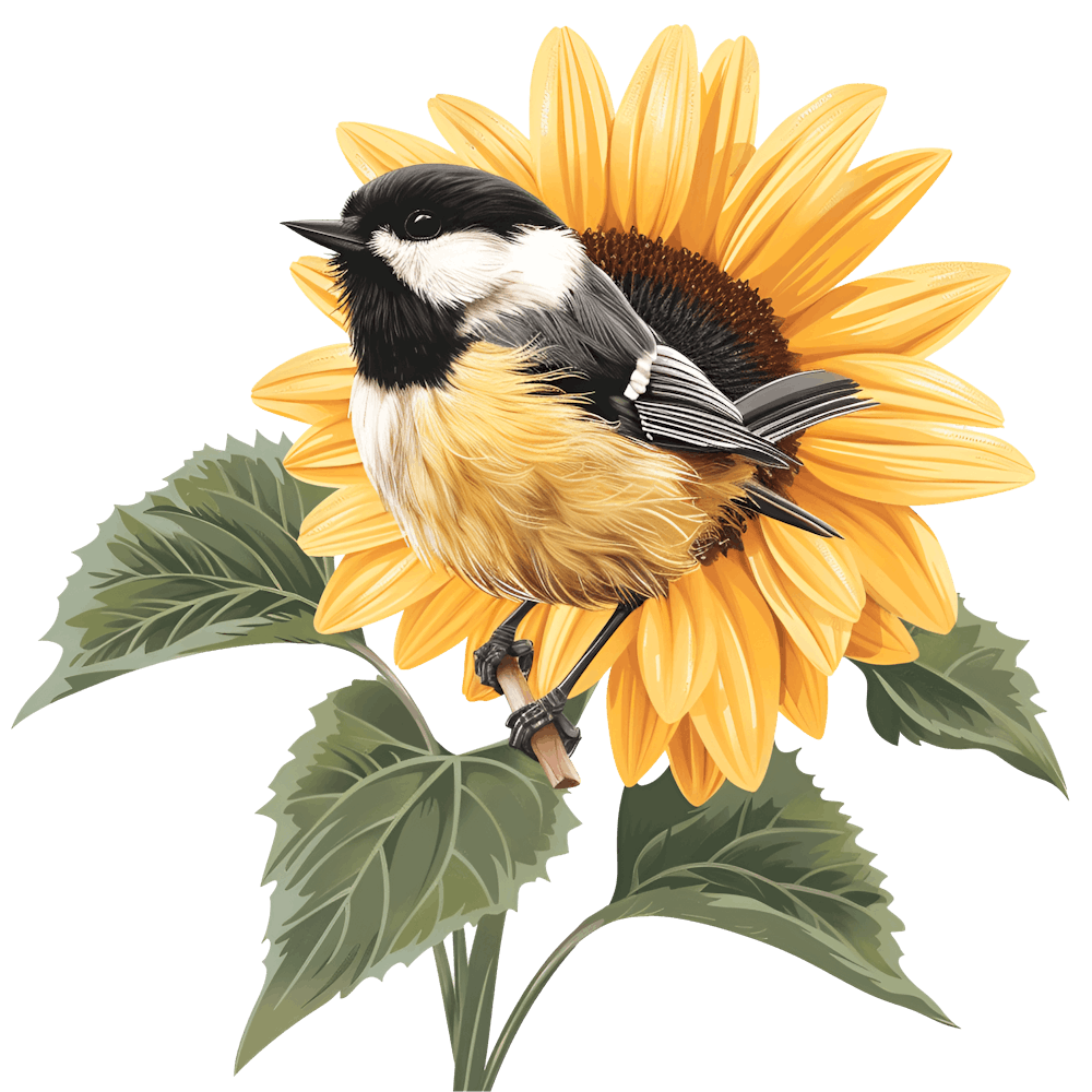 Chickadee On Sunflower