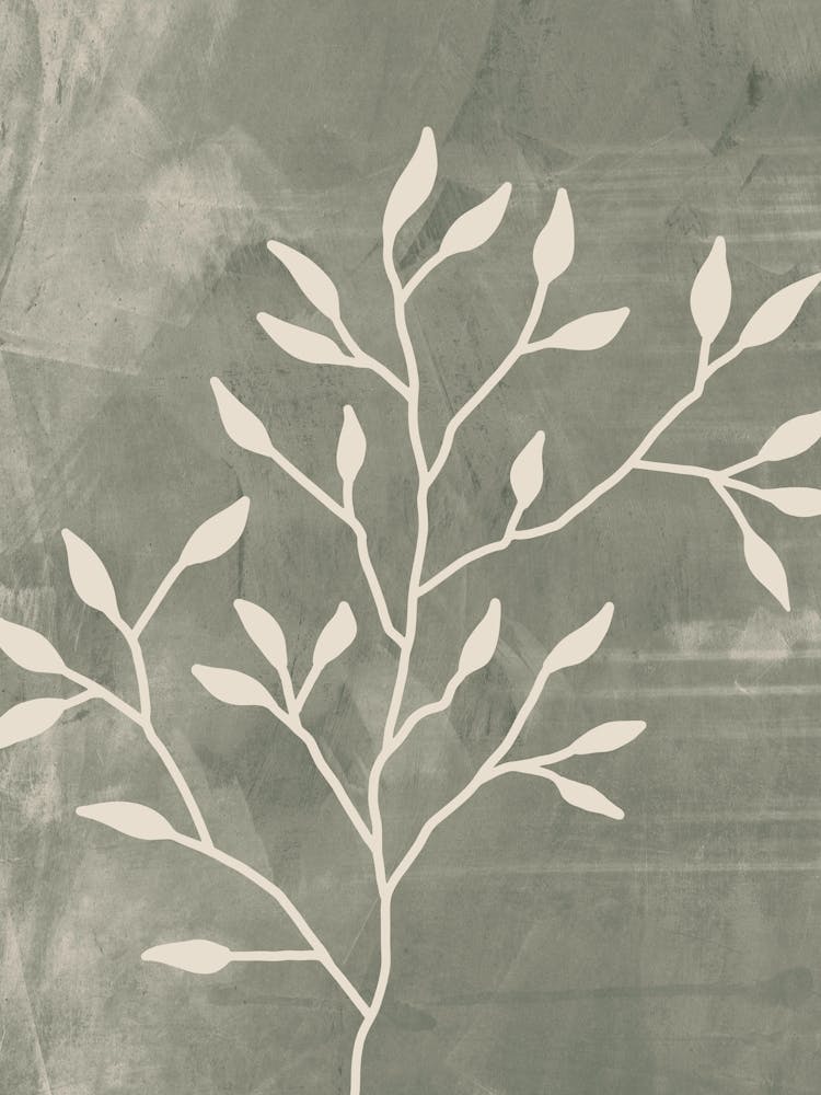 Abstract Green Botanical, Boho Sage Green Leaves