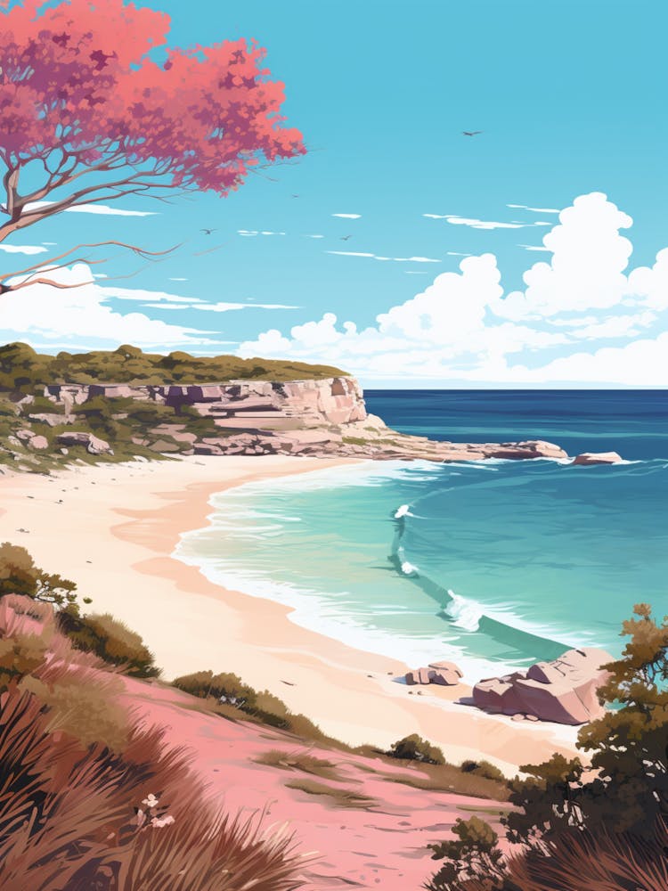 An Illustration In Pink Tones Of  Gracetown Beach Australia 2