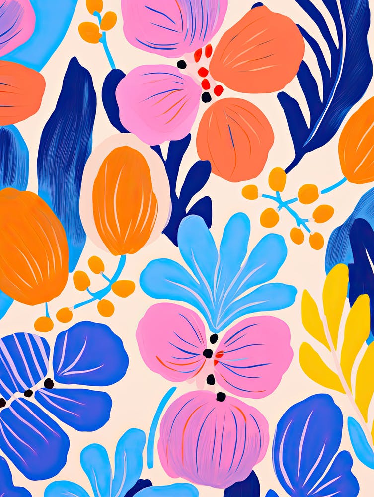 Fleurs bleues, style Matisse