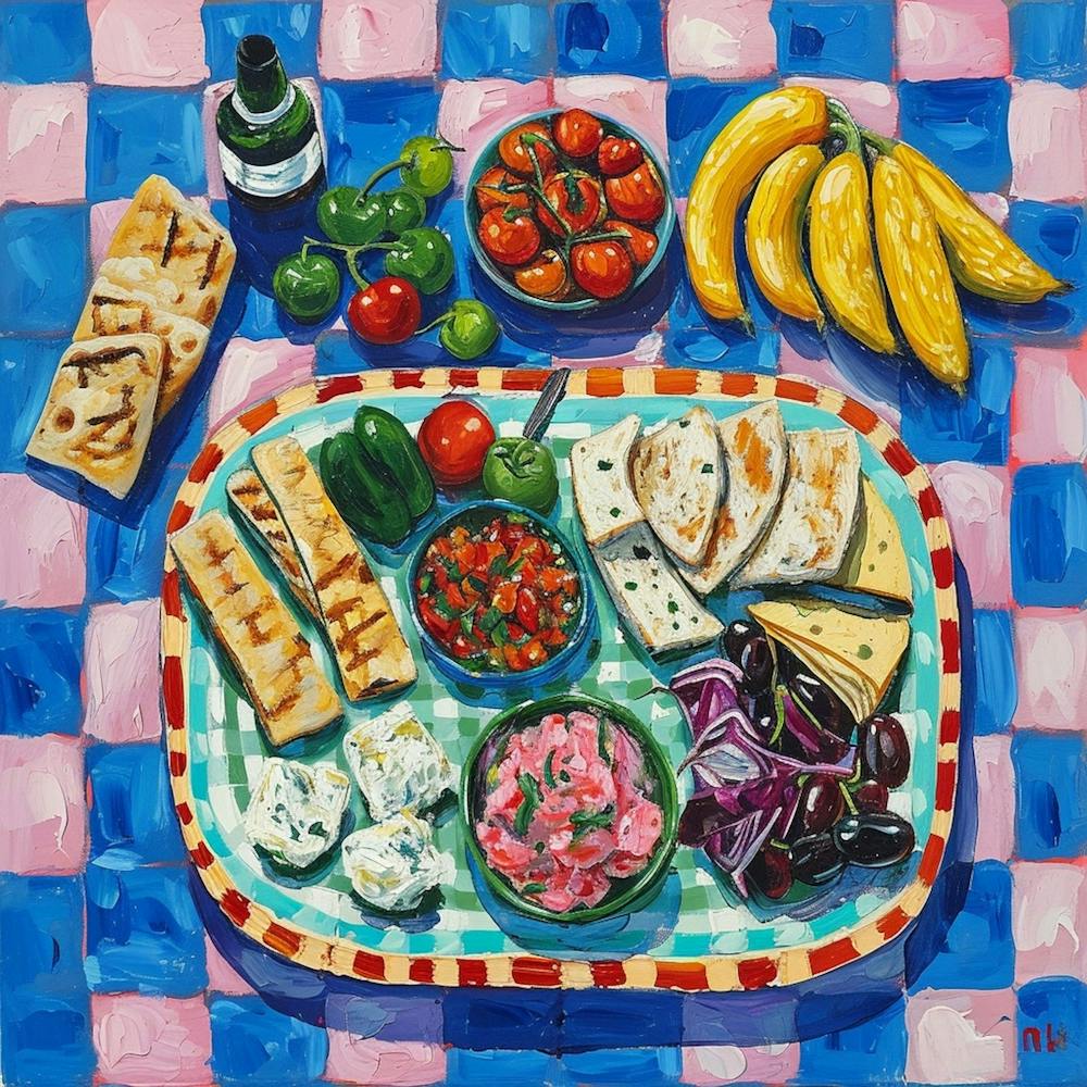 Mediterrane Mezze-Platte Schachbrettmuster 3