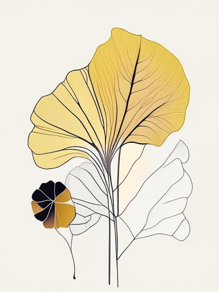 Ginkgo Spices And Herbs Minimal Line Drawing 4