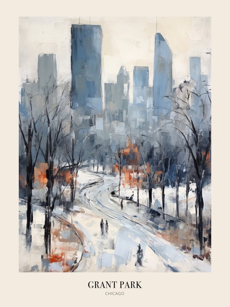 Winter City Park Poster Grant Park Chicago United States 2