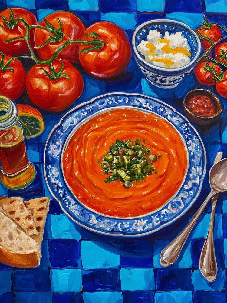 Tomato Soup Checkered Blue