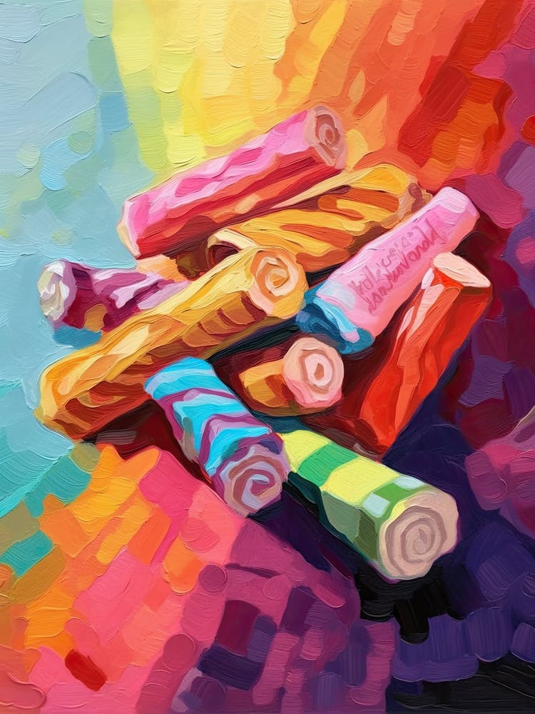 Rainbow Coloured Socks Oil Painting 3