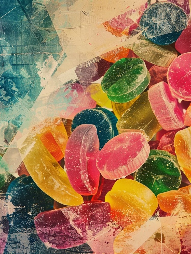 Fruity Jelly Candy Retro Collage 2