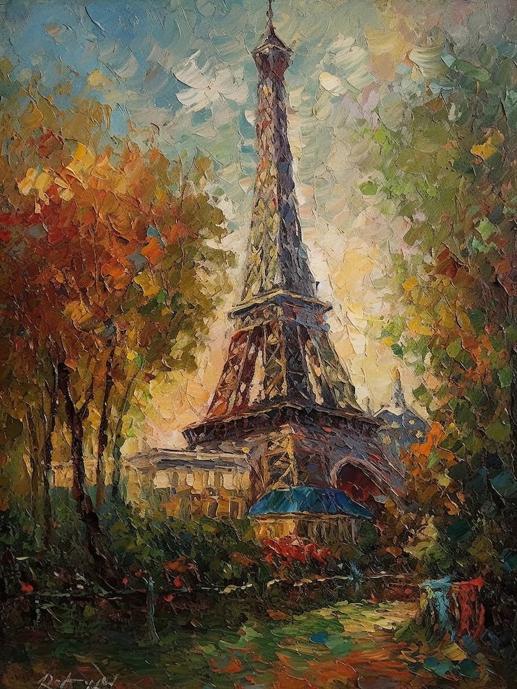 Eiffel Tower Paris France Pissarro Style 22