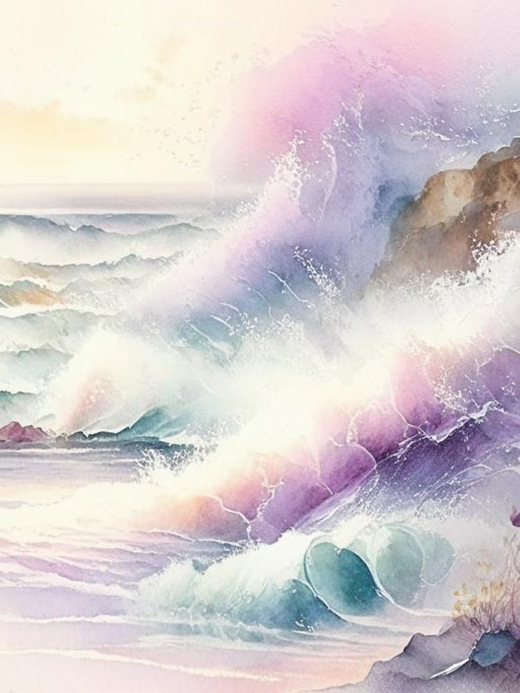Crashing Waves Landscapes Waterscape Gouache 3