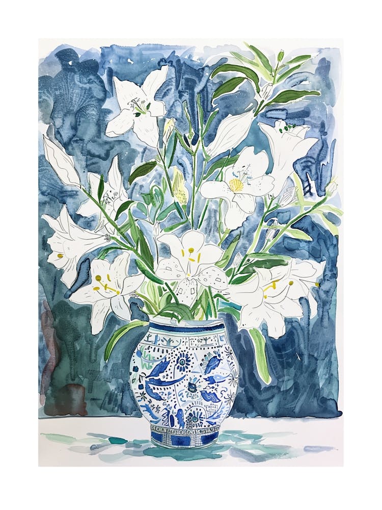 Lys Blancs Affiche Florale