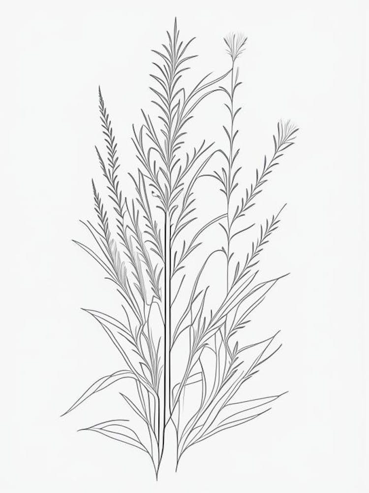 White Willow Herb William Morris Inspired Line Drawing