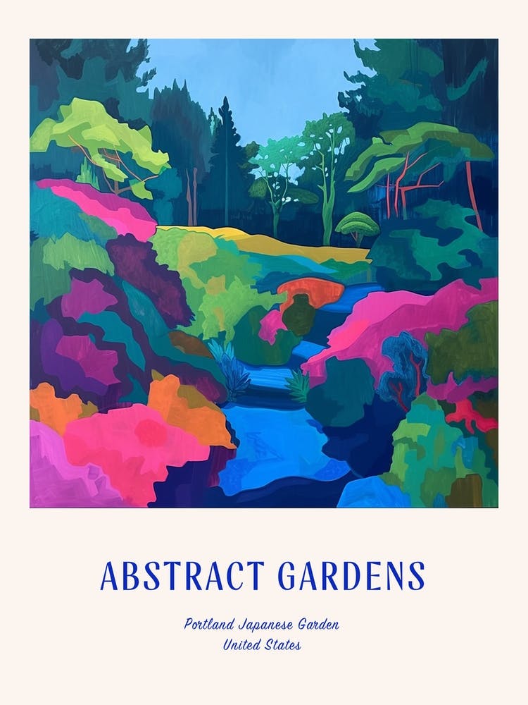 Colourful Gardens Portland Japanese Garden Usa 1 Blue Poster