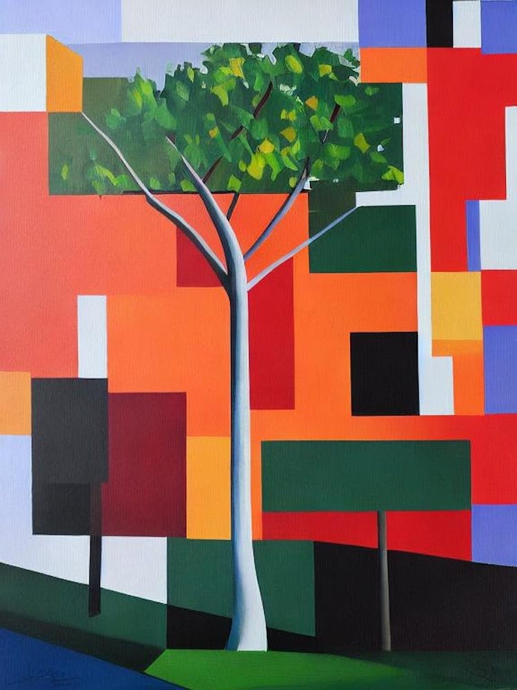 European White Birch Tree Cubist 1
