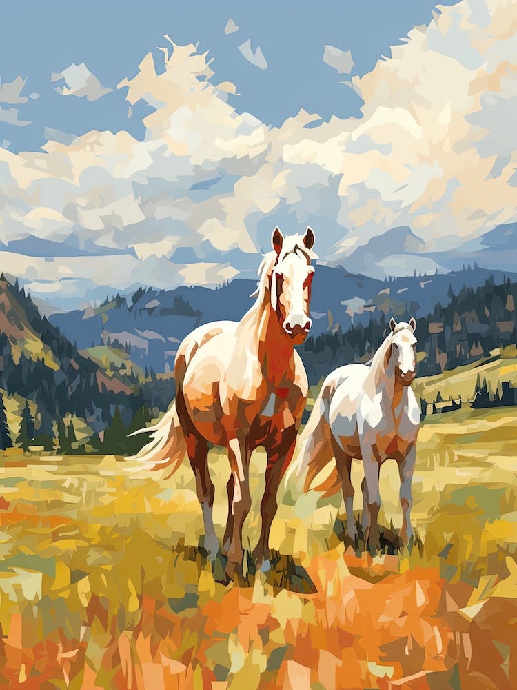 Horses Painting In Rocky Mountains Colorado, Usa 4
