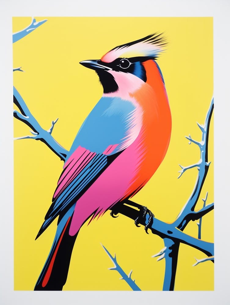 Andy Warhol Stil Vogel Zedernseidenschwanz 3