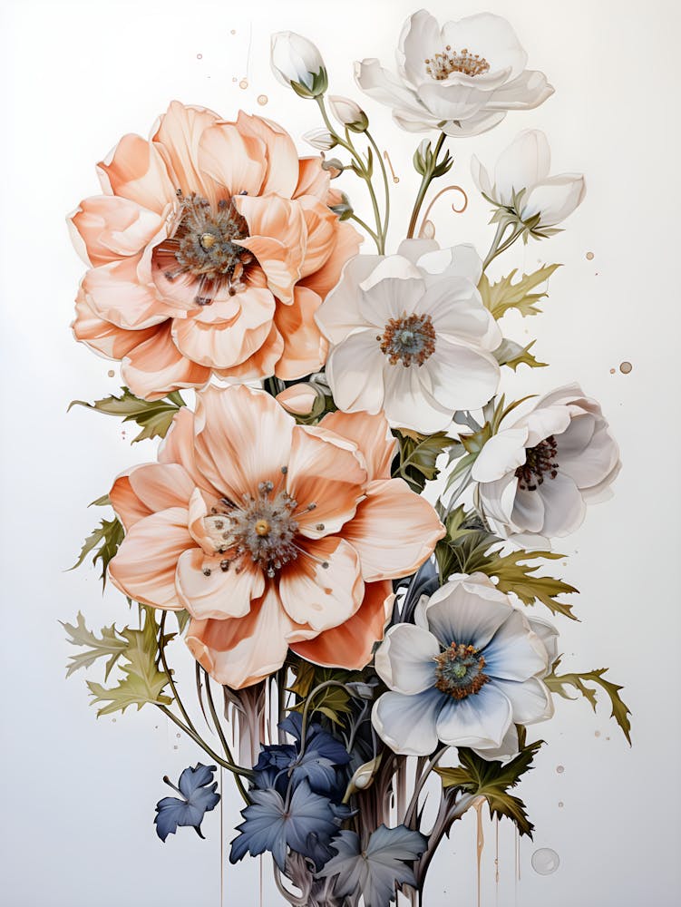 Timeless Nature Art Delicate Flowers In Pastel Shades
