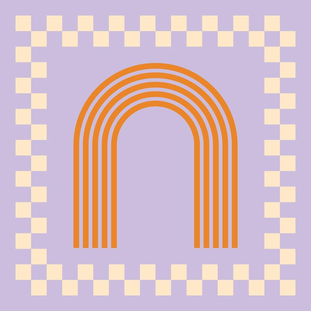 Chess Rainbow Orange And Lilac Square