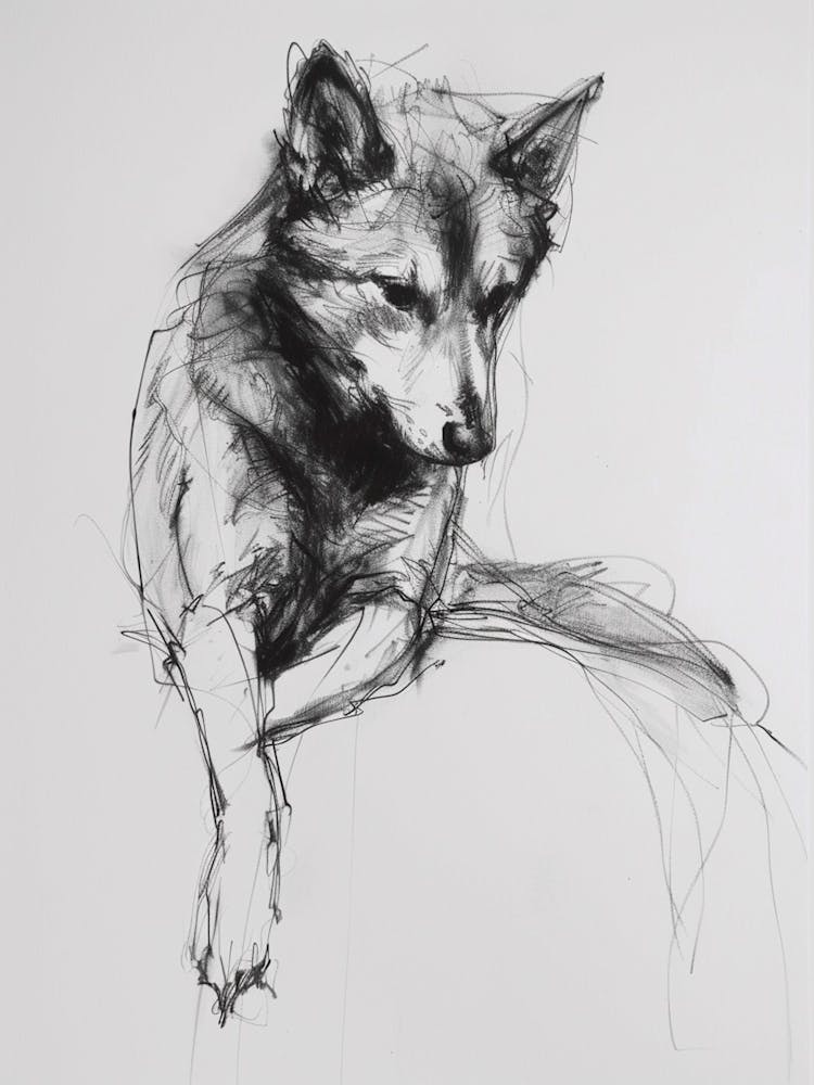 Shiba Inu Dog Charcoal Line 3