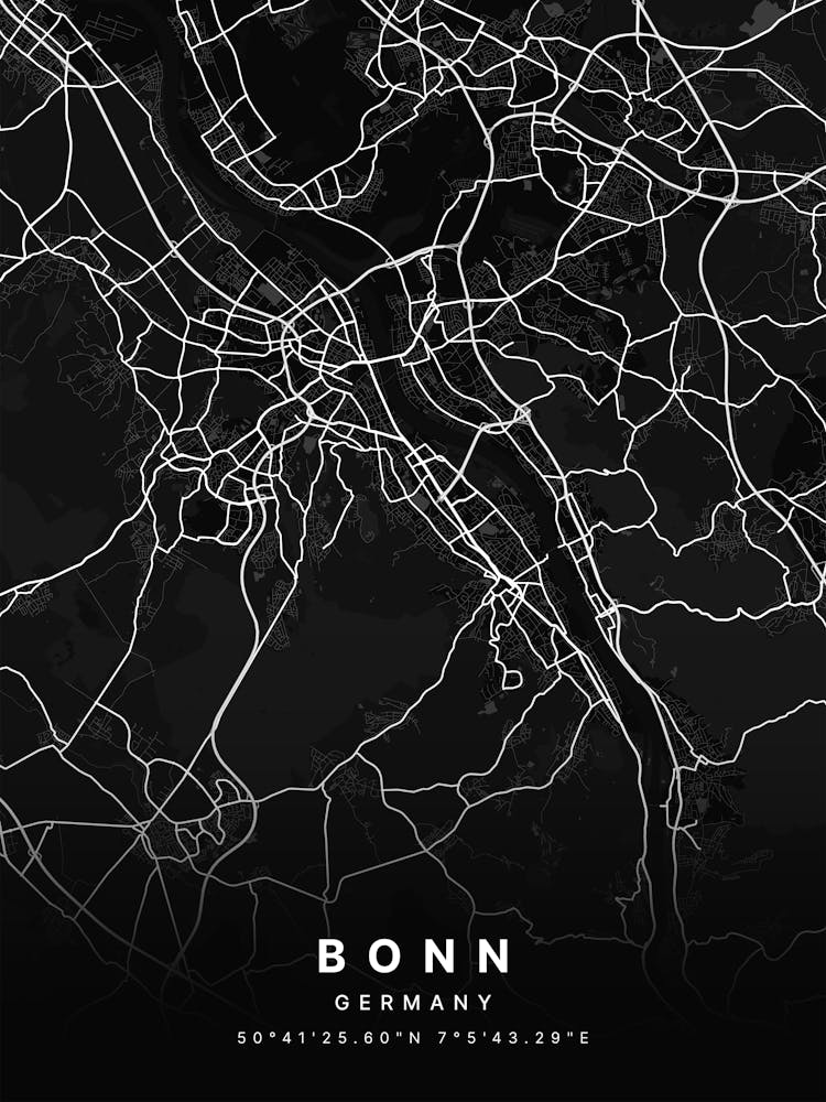 Bonn Germany Black Map