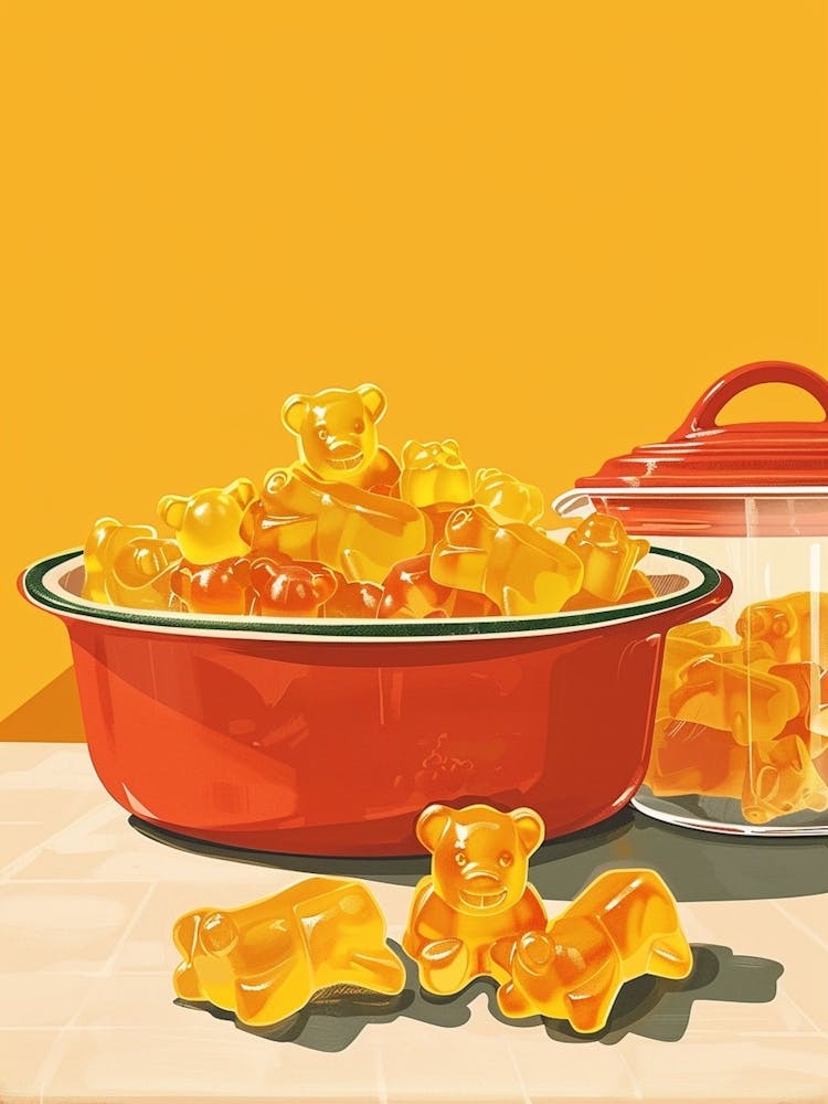 Retro Yellow Gummy Bears Vintage Cookbook Inspired 1