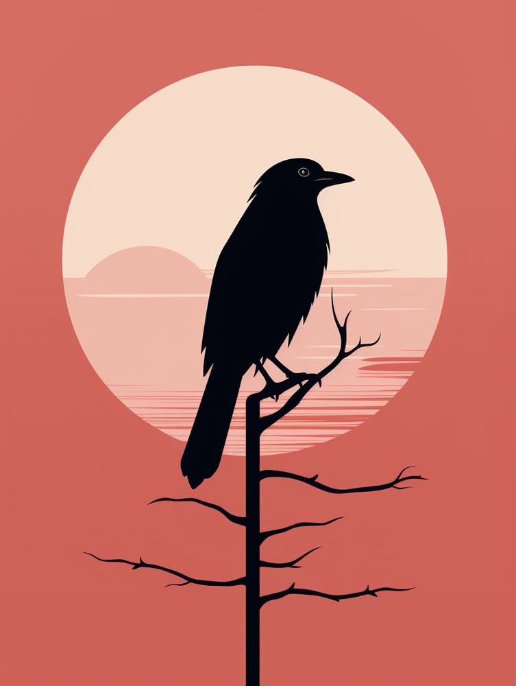 Minimalist Raven 3 Illustration