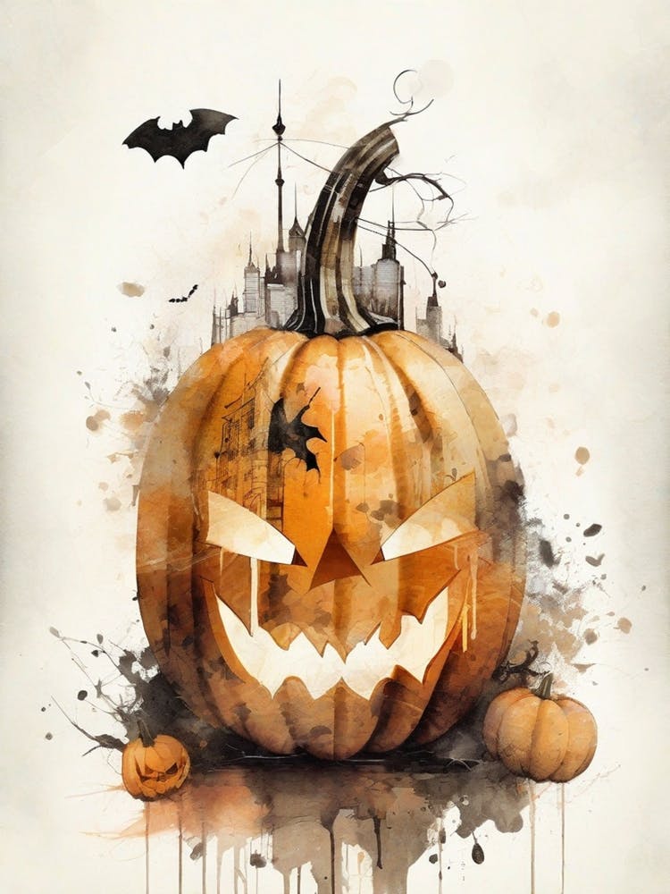 Getaucht in Schatten, erwacht zum Gruseln: Kürbis-Kunstwerk für Halloween IV