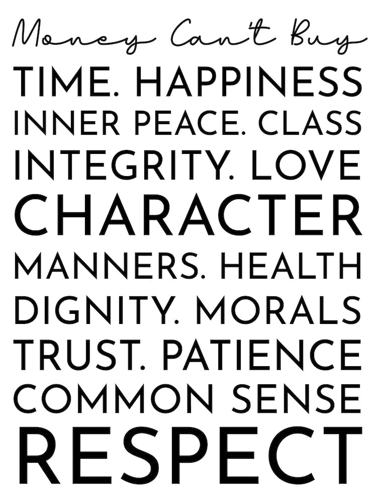 Money Can't Buy White Typography