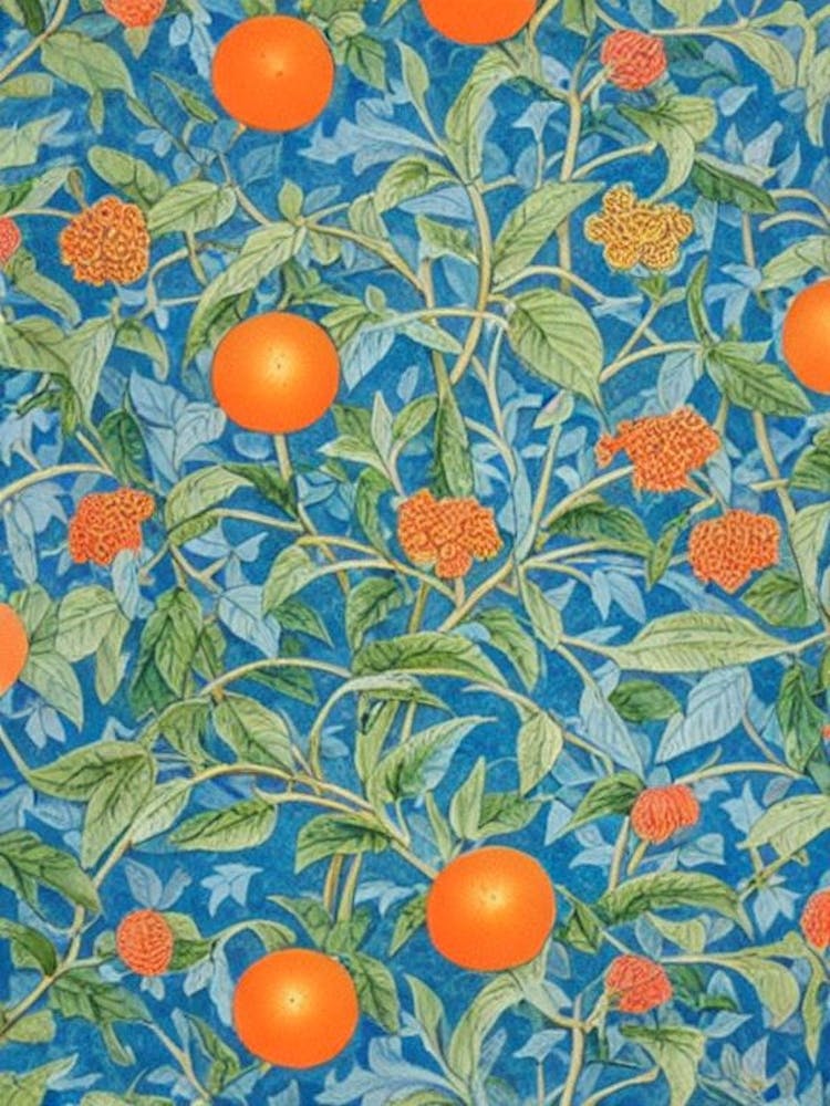 Orangefarbene Vintage Botanische Frucht