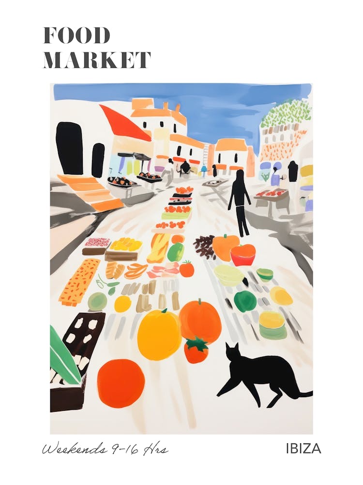 The Food Market In Ibiza 2 Illustration Poster