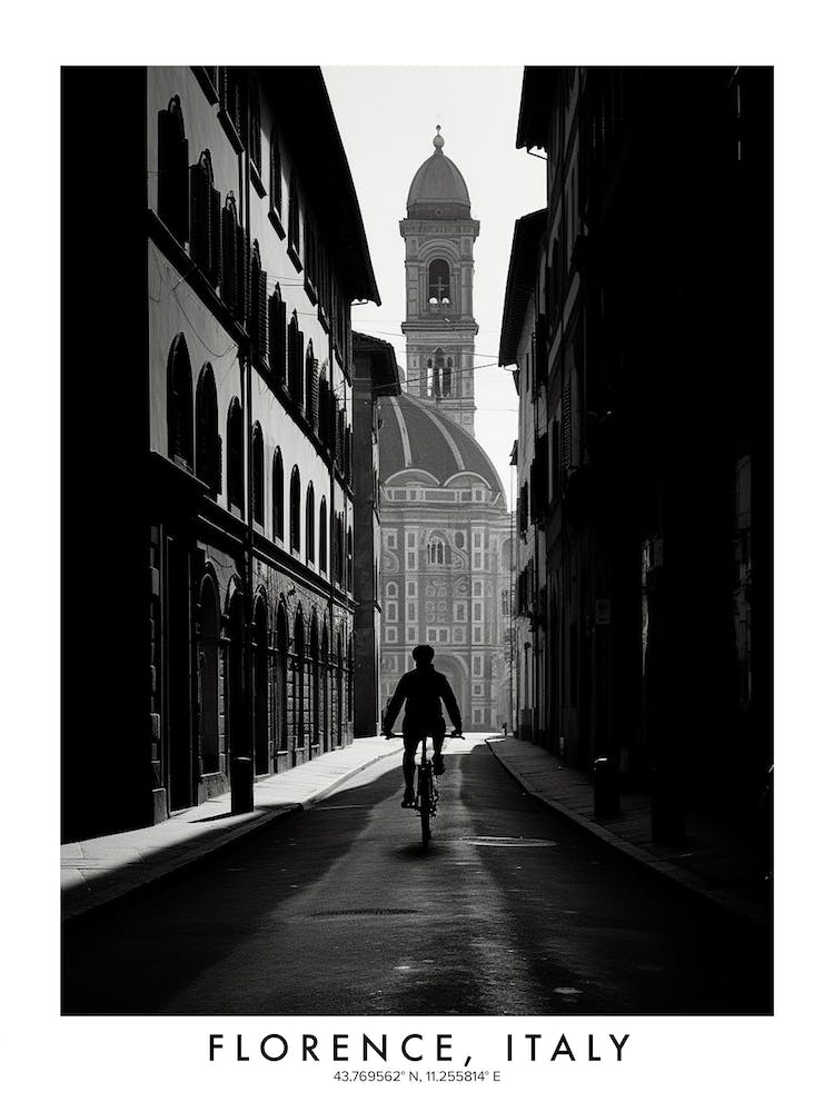 Poster Of Florence, Italy, Black And White Analogue Photograph 3