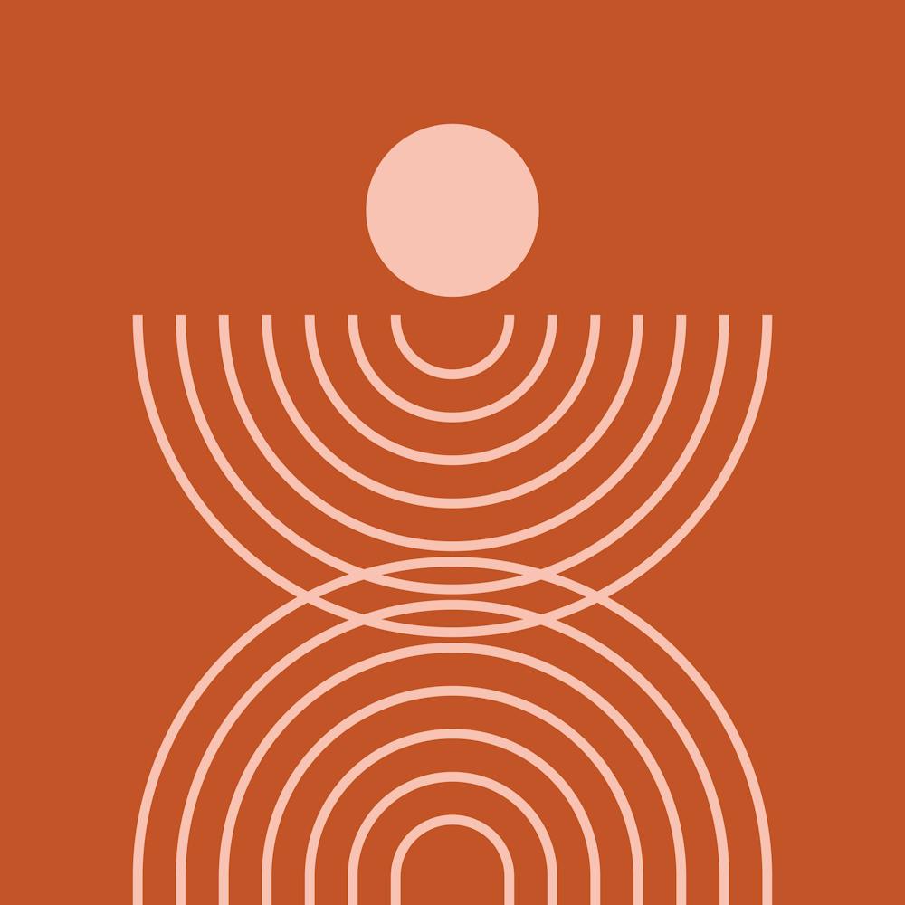 Midcentury Modern Rainbow Arch Sun Abstract A7 In Rust Rose Gold Terracotta 02