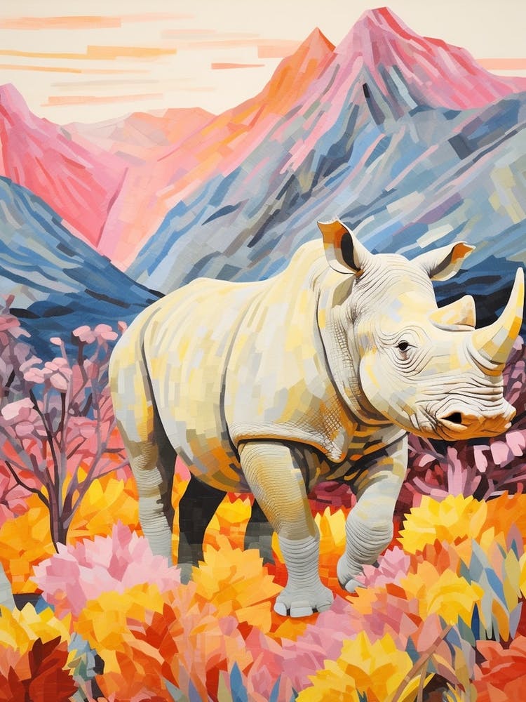 Colourful Floral Rhino 1