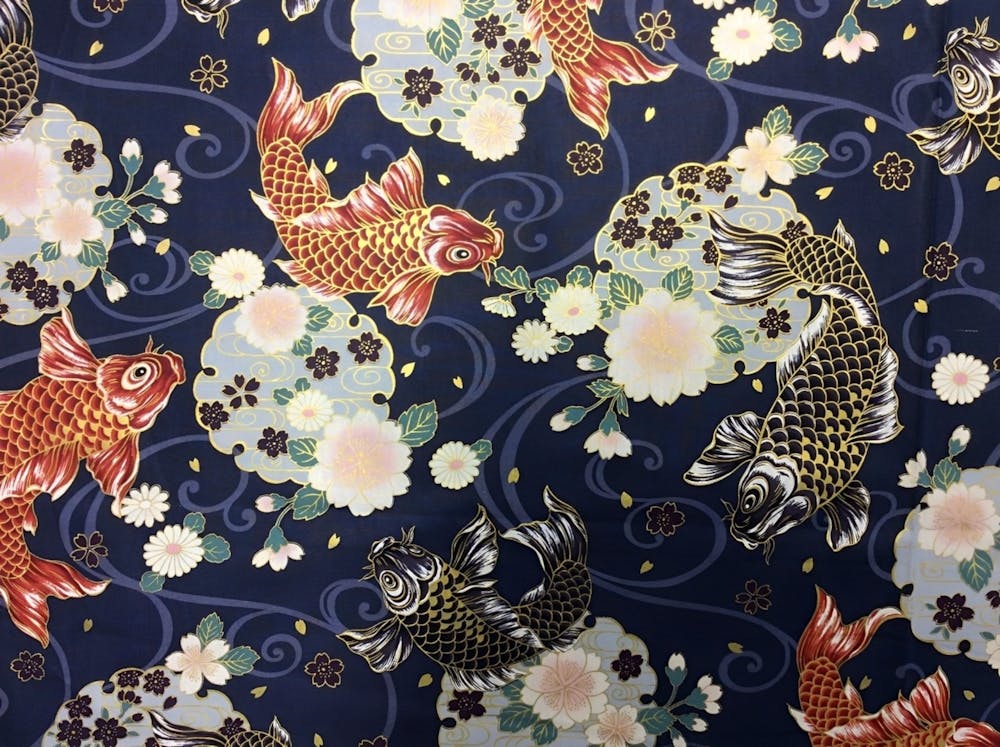 Japanese Wave Koi Illustration Pattern