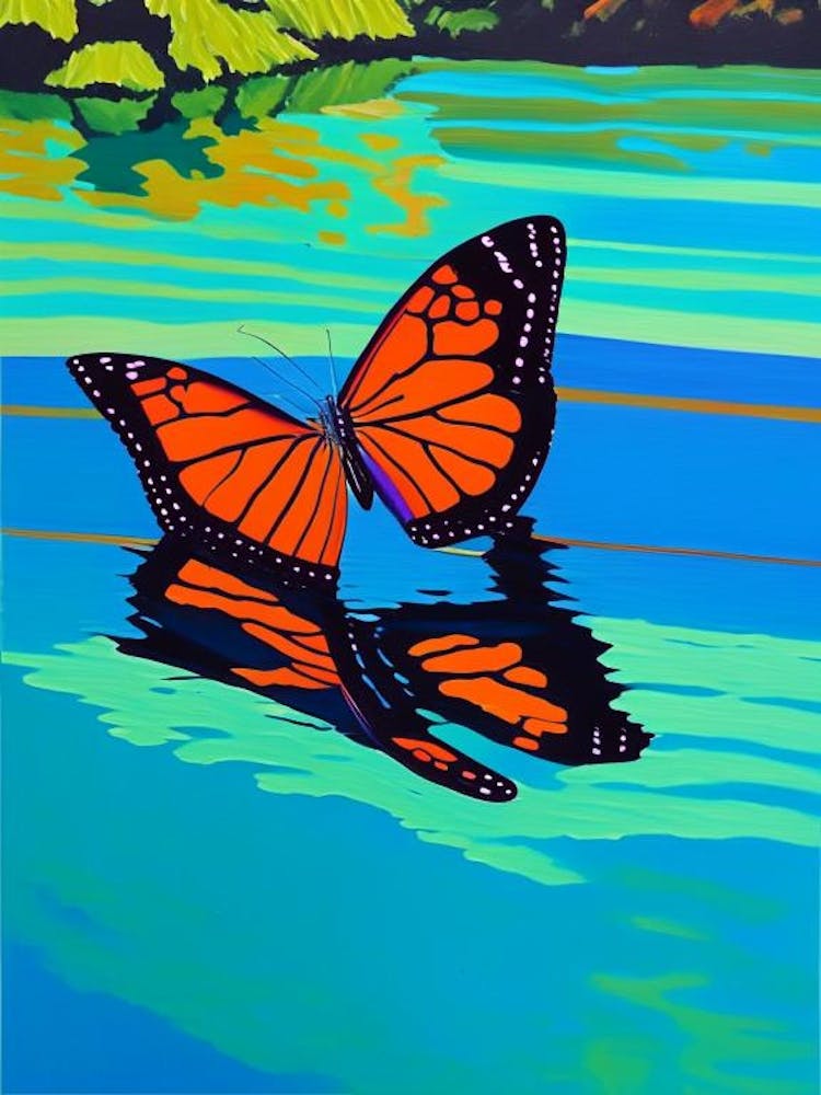 Butterfly On Lake Pop Art David Hockney Inspired 2
