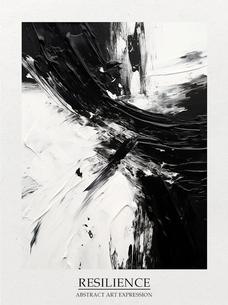Resilience Abstract Black And White 4 Poster