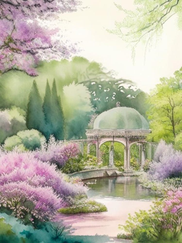 Birmingham Botanical Gardens, 1, Usa Pastel Watercolour