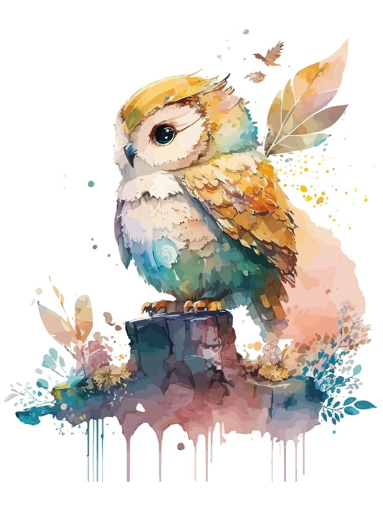 Owl Watercolor Painting