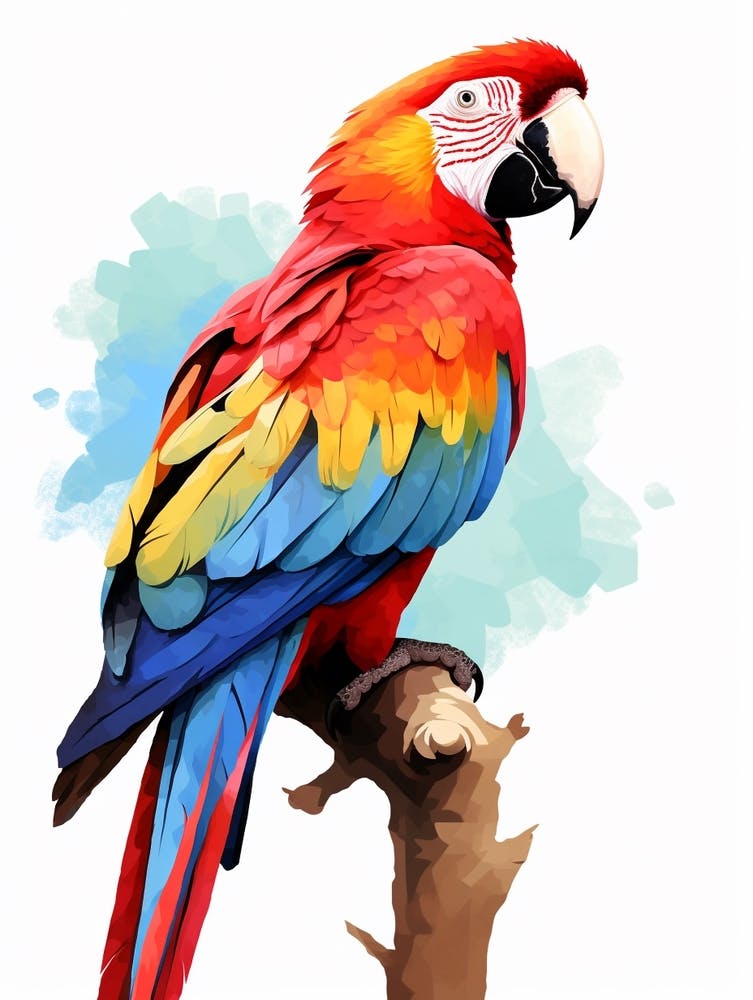 Colourful Geometric Bird Macaw 2