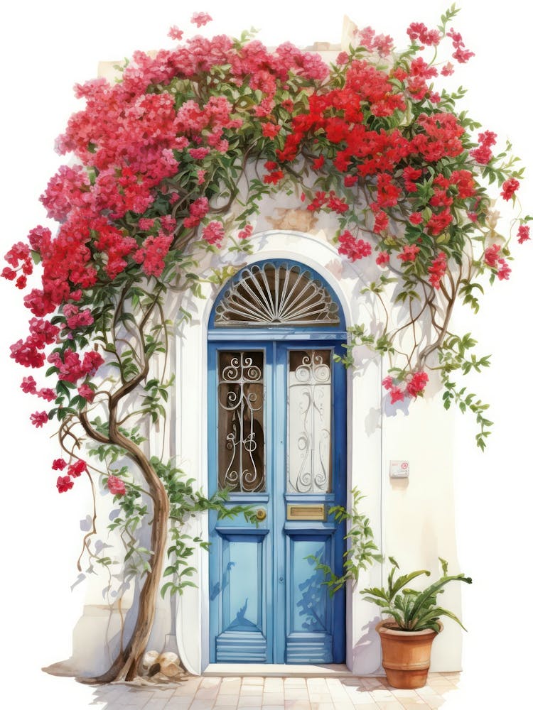 Tel Aviv, Israel   Mediterranean Doors Watercolour Painting 1