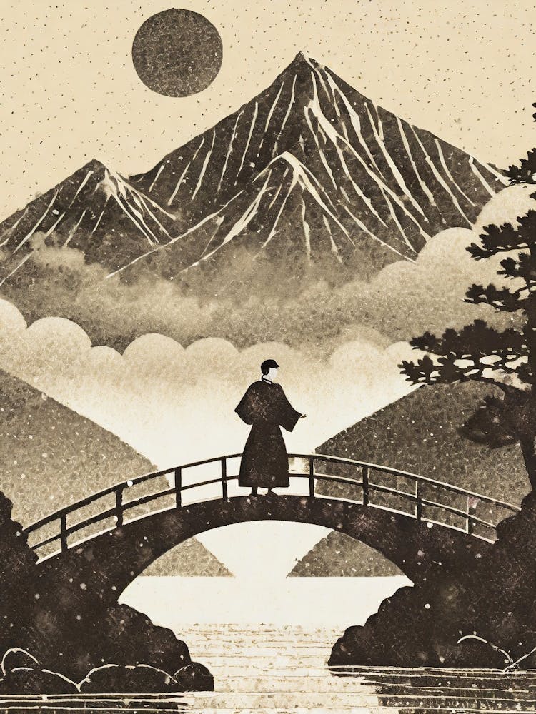 Monk On A Bridge