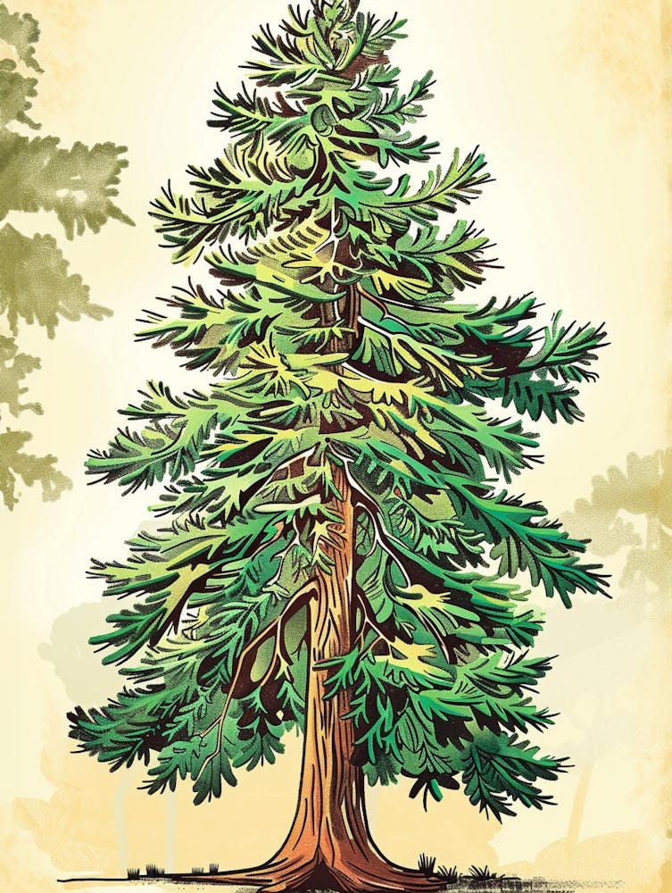 Cedar Tree Storybook Illustration 2