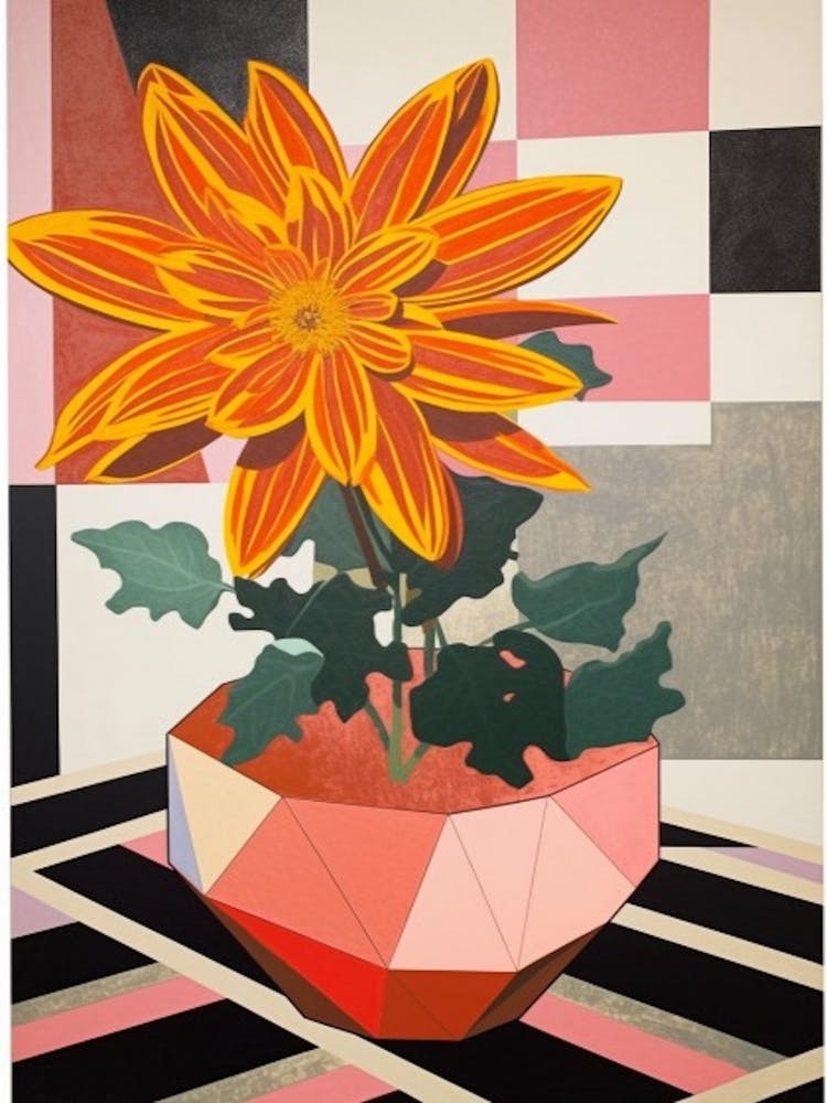 Dahlia Flower Still Life  1 Abstract Expressionist