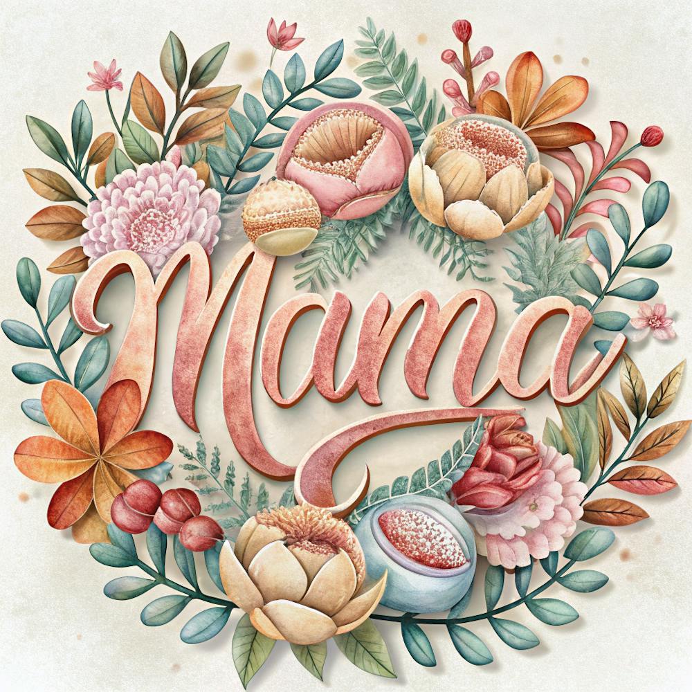 The Word Mama In A Romantic Style Surrounded B